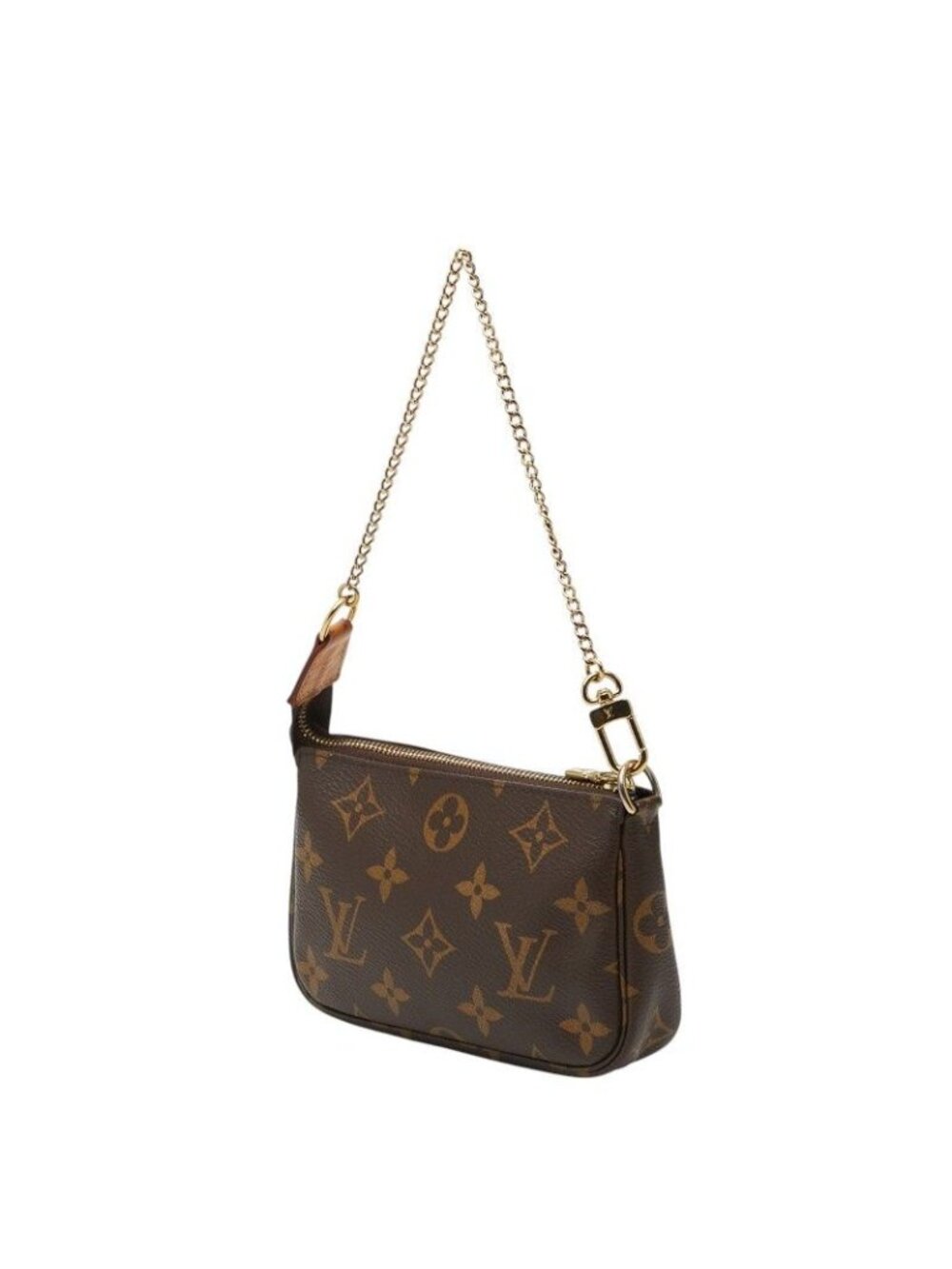 Louis Vuitton Monogram Mini Pochette Pouch Handbag Brown Leather - Picture 2 of 8
